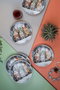 Hermia Juego de Servir Pasteles de Porcelana, 6 Piezas, Multicolor
